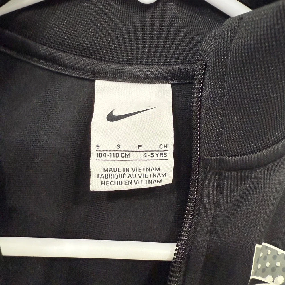 Nike Kids Track Jacket Black Gray Zip Up‎ Logo Athletic Size S 5 4-5 Years